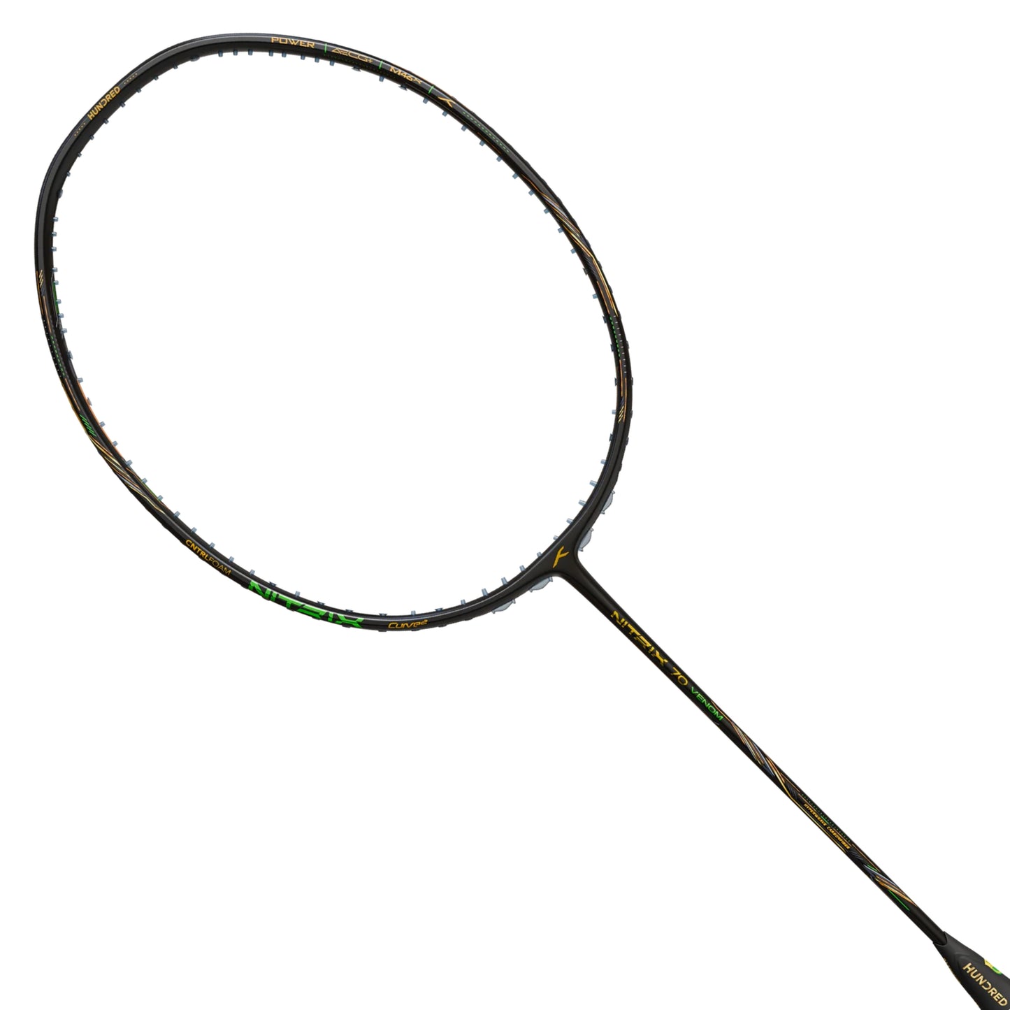 Hundred Nitrix 70 Venom Unstrung Badminton Racquet – Black/Green (4U) | Pro-Level Head-Heavy Power with M46X Carbon & Vaporshaft 6.1 mm - Best Price online Prokicksports.com
