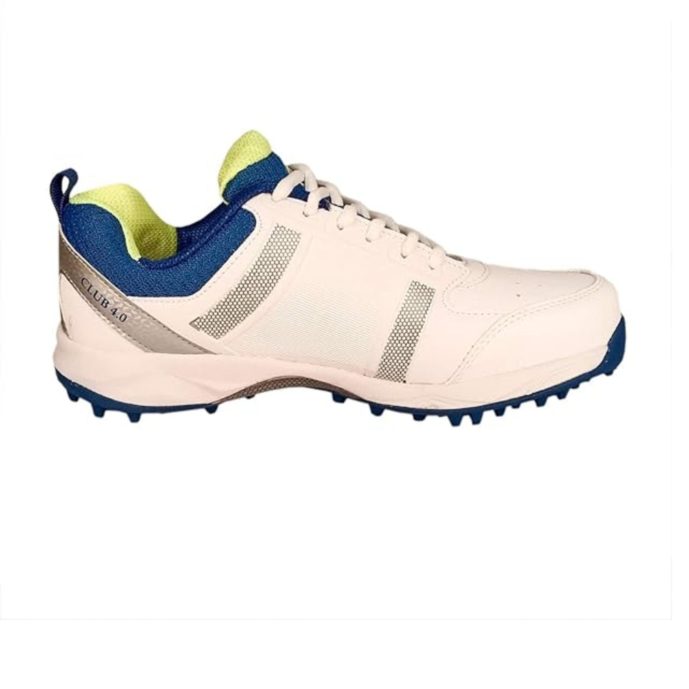 SG Club 4.0 Rubber Spikes Cricket Shoes Rubber – White/Royal Blue/Lime | Durable Grip with Comfort Support for Turf & Hard Ground - Best Price online Prokicksports.com