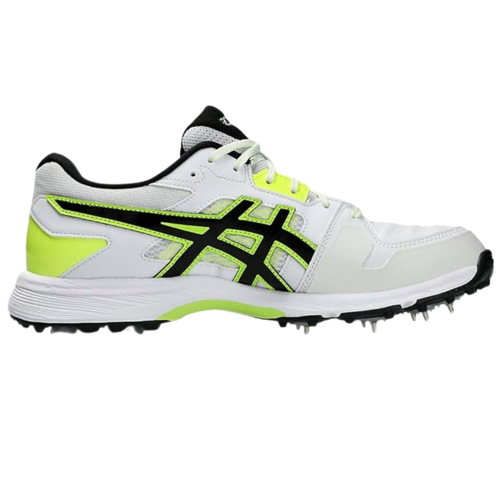 ASICS Men's Gel-Gully 7 Cricket Shoes (Metal Spikes) | GEL Cushioning | Breathable Mesh | White/Safety Yellow