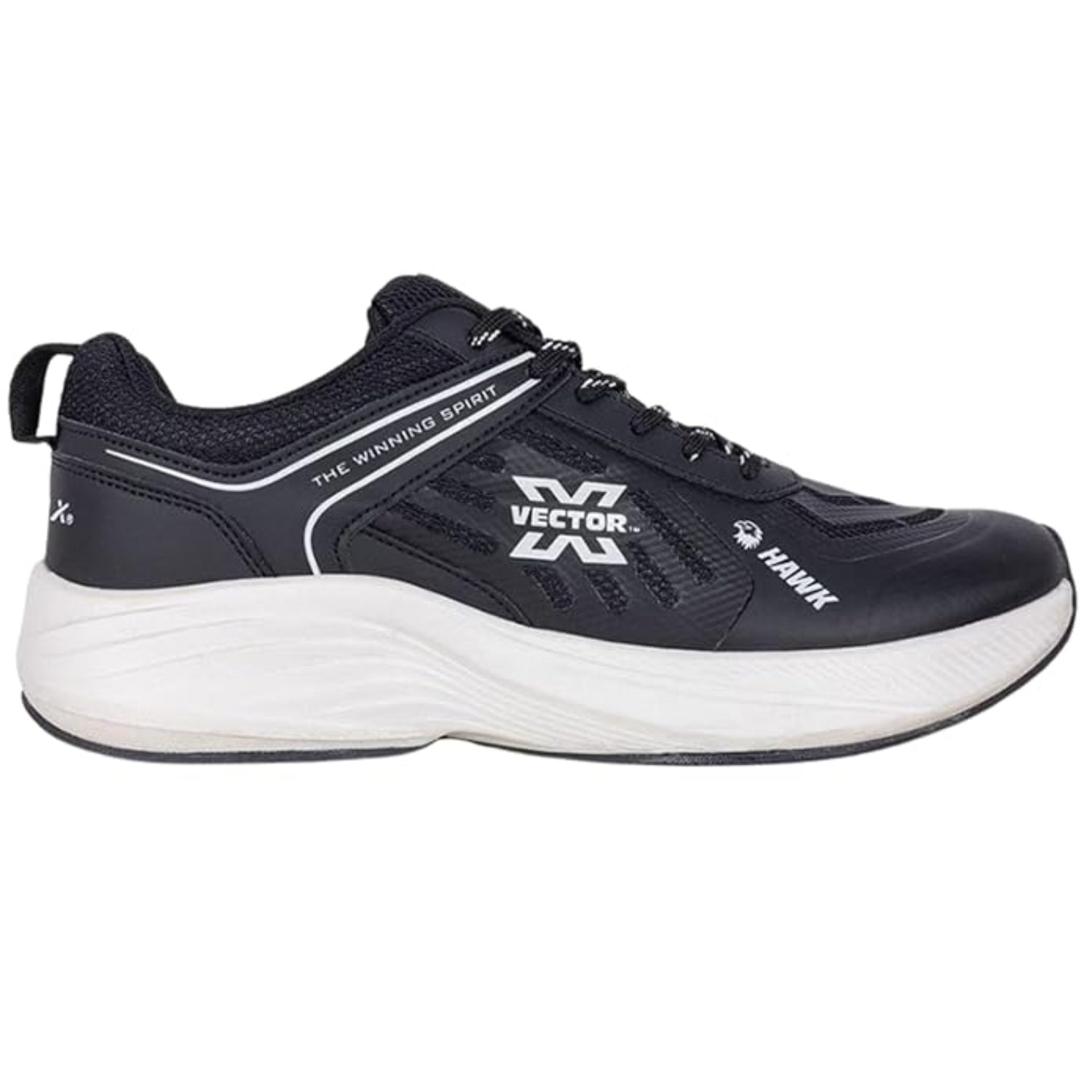 Vector X Hawk Jogging Shoe, Black/White | Lightweight Running Shoes with Cushioned Sole & Breathable Upper - Best Price online Prokicksports.com