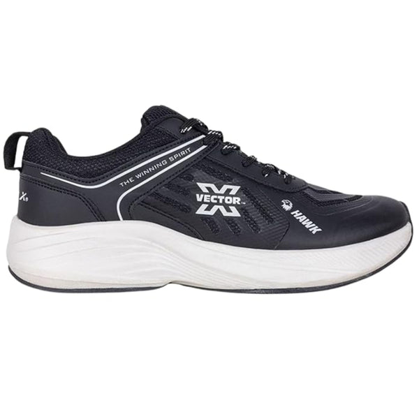 Vector X Hawk Jogging Shoe, Black/White | Lightweight Running Shoes with Cushioned Sole & Breathable Upper