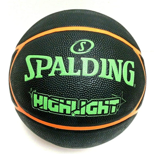 Spalding Highlight Rubber Basketball – Size 7 (29.5), Full Pebbled All‑Surface Grip, Indoor/Outdoor Training & Match Ball
