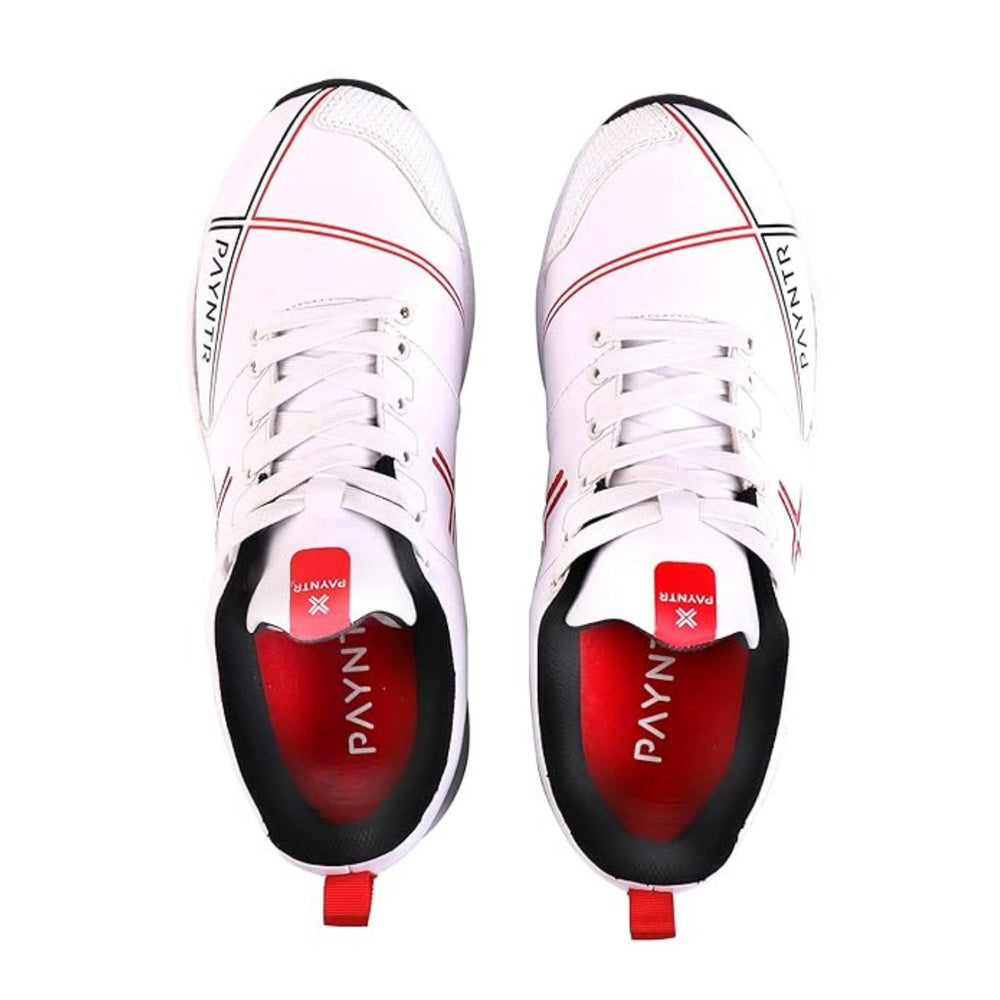 Payntr X Rubber Stud Cricket Shoe, White/Black | Lightweight PU Upper, EVA Midsole, Honeycomb Insole, Pimple Rubber Stud Outsole | Durability, Comfort, and All-Surface Grip - Best Price online Prokicksports.com