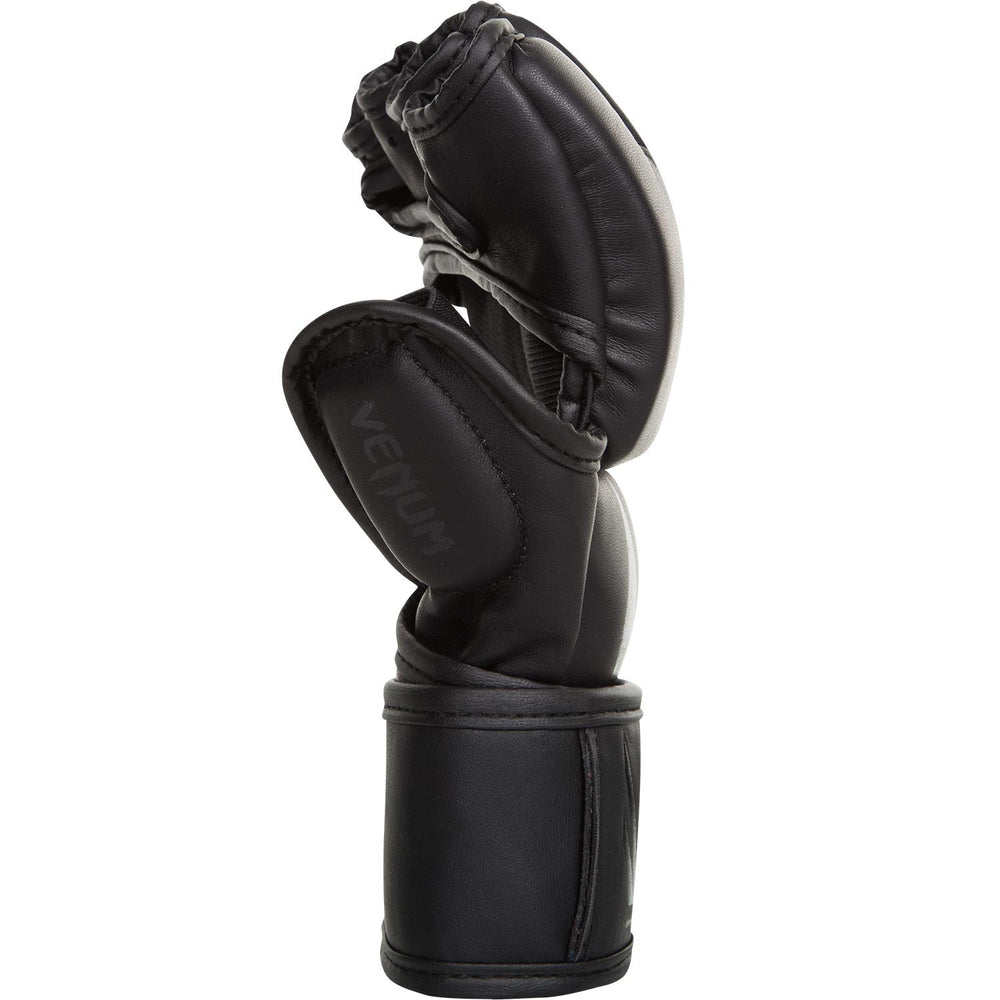 VENUM Challenger 4 oz MMA Gloves – PU Leather Training & Fighting Gloves with Velcro Strap, Small, Blac