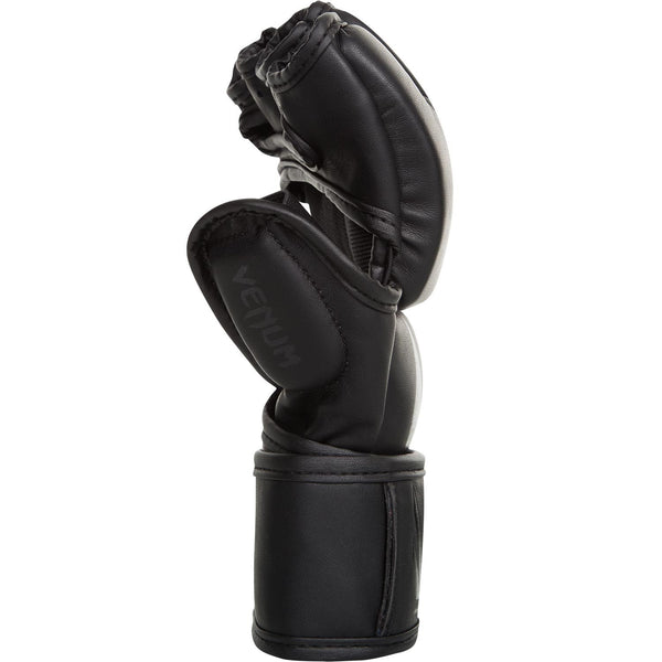 VENUM Challenger 4 oz MMA Gloves – PU Leather Training & Fighting Gloves with Velcro Strap, Small, Blac