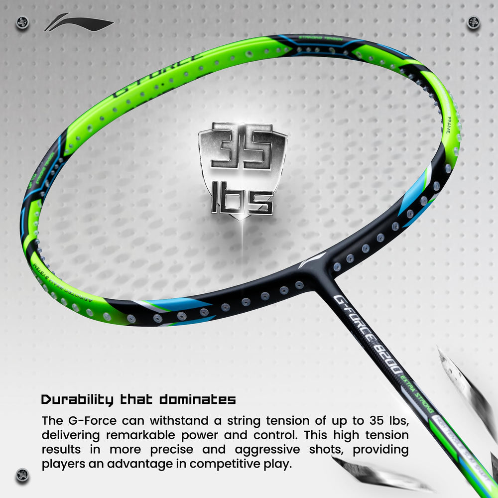 Li-ning G-Force 8900 Extra Strong Strung Badminton Racquet with Full Cover | 3U | BWF Approved Training & Match Racquet - Best Price online Prokicksports.com