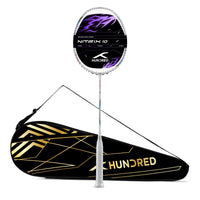 Hundred Nitrix 10 Badminton Racket (Strung) | Head-Heavy Carbon Fiber Attacking Racquet with Full Cover | Max Tension 30 lbs