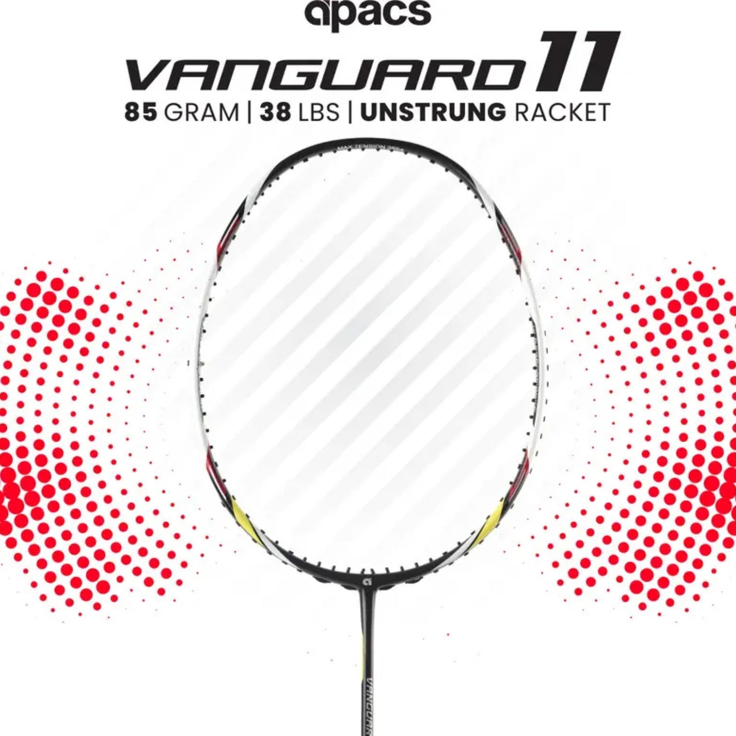 Apacs Vanguard 11 Unstrung Badminton Racquet | High Modulus Graphite | Head Heavy Balance | Maximum Power | Durable Frame | Ideal for Intermediate & Advanced Players - Best Price online Prokicksports.com