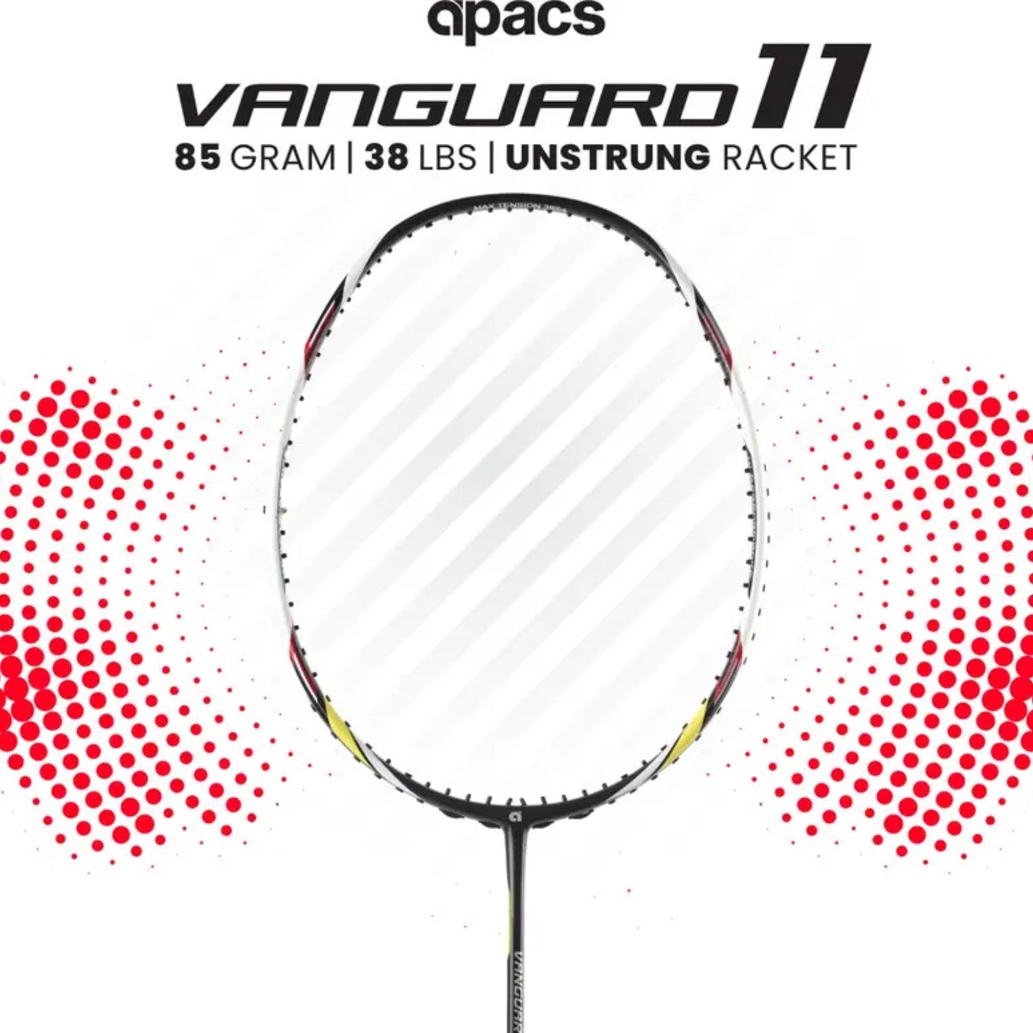 Apacs Vanguard 11 Unstrung Badminton Racquet | High Modulus Graphite | Head Heavy Balance | Maximum Power | Durable Frame | Ideal for Intermediate & Advanced Players - Best Price online Prokicksports.com