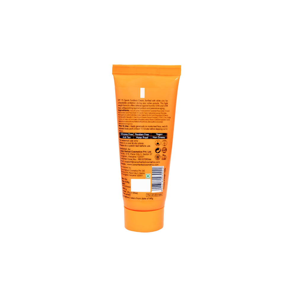 Canar Zinc Sunblock SPF 75 for Cricketers | Broad Spectrum Water-Resistant Matte Finish Zinc Oxide Sunscreen