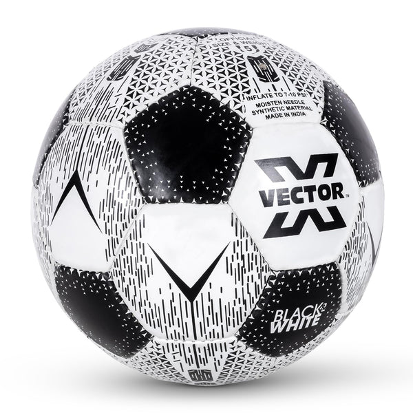 Vector X 32 Panel Black & White Rubberized Hand Stitched Indoor/Outdoor Football with Latex Bladder, Black/White, Size 5, Suitable for Match and Training for Adults 15+ Years
