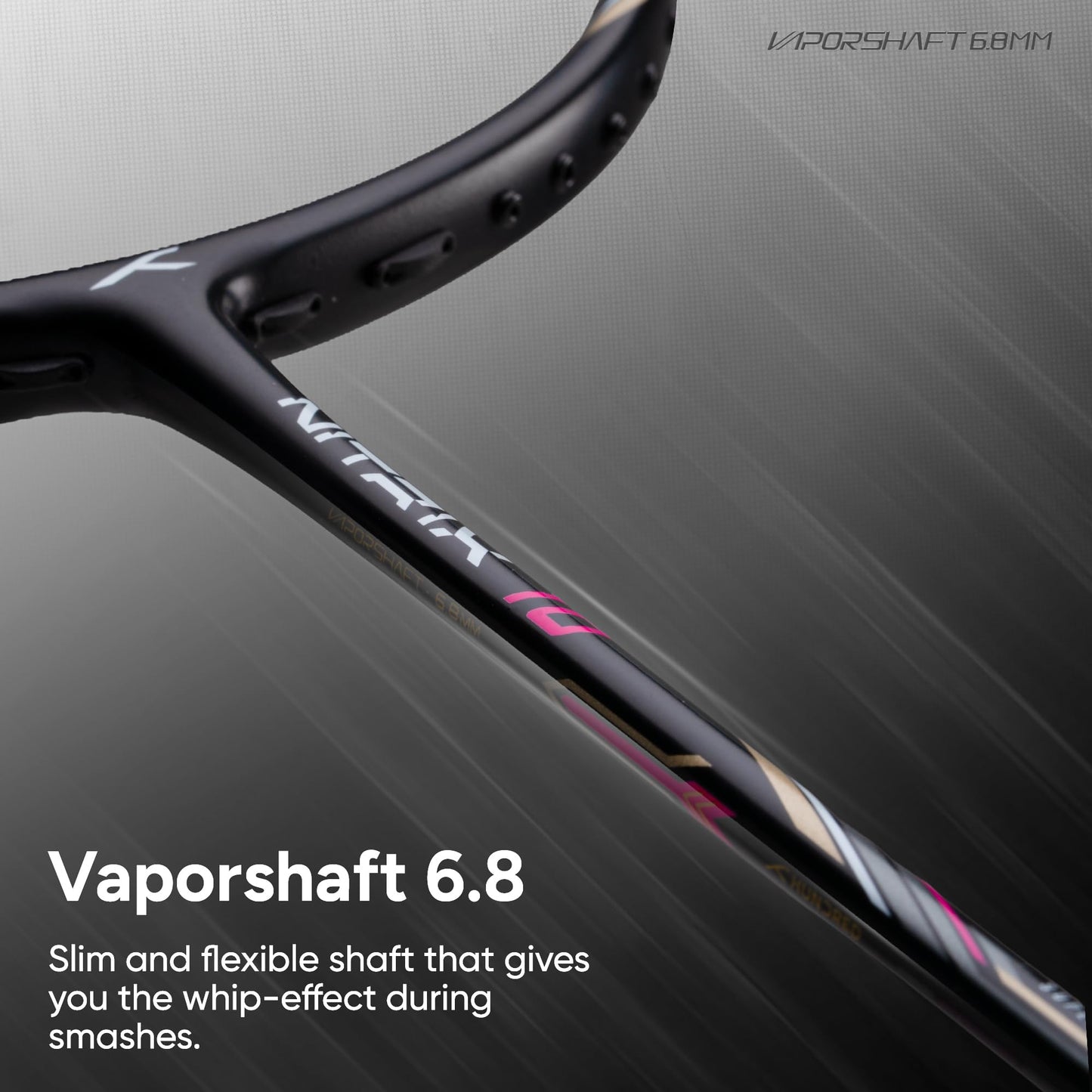 Hundred Nitrix 10 Badminton Racket (Strung) | Head-Heavy Carbon Fiber Attacking Racquet with Full Cover | Max Tension 30 lbs
