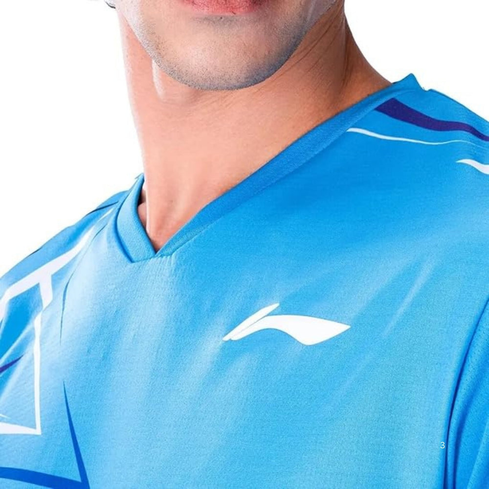 Li-Ning ATSUA51 Men’s V-Neck Badminton T-Shirt – Lightweight Polyester, Quick-Dry, Breathable Aura Sports Tee - Best Price online Prokicksports.com