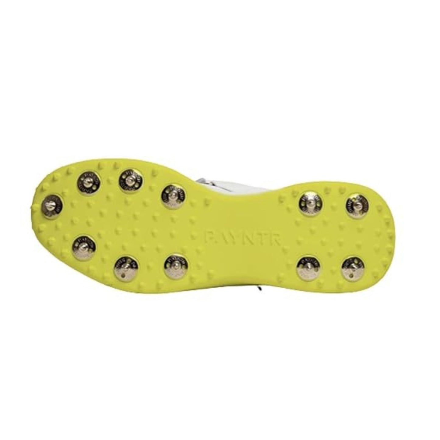 Payntr X Bowling Spike Cricket Shoes – White & Blue | Premium PU Upper, Velcro Strap, 7/4 Spike Formation, EVA Midsole, Reinforced Toe
