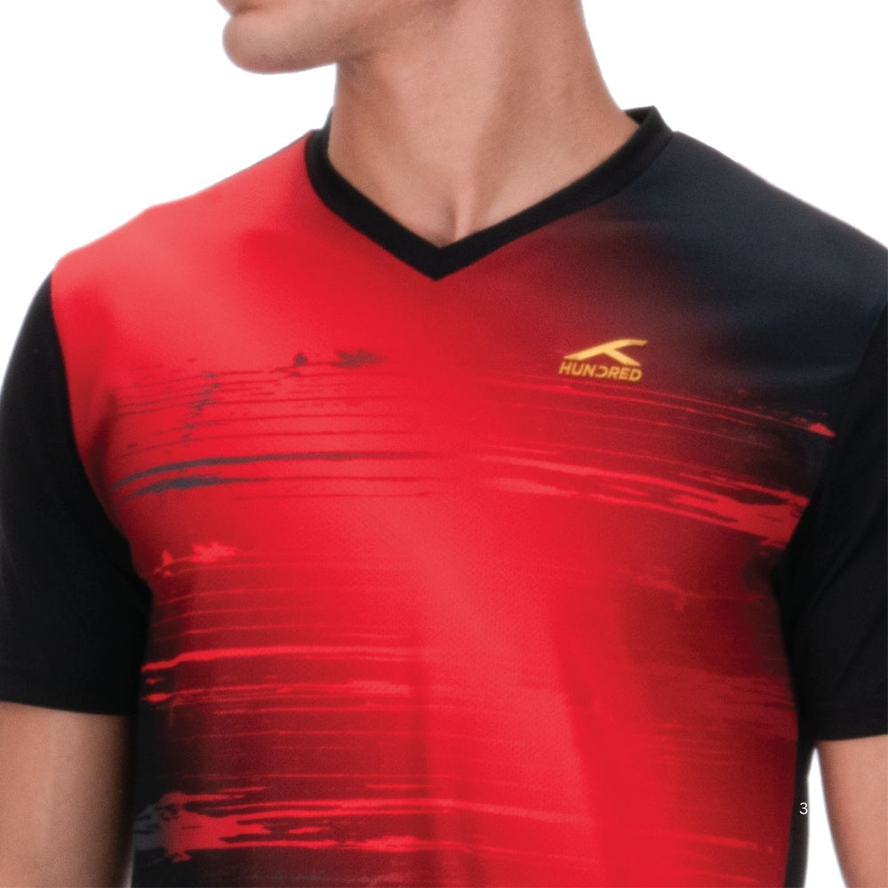 Hundred HBTS-5M267 V-Neck Badminton T-Shirt – Men Quick Dry Lightweight Sports Tee for Badminton, Gym & Training - Best Price online Prokicksports.com