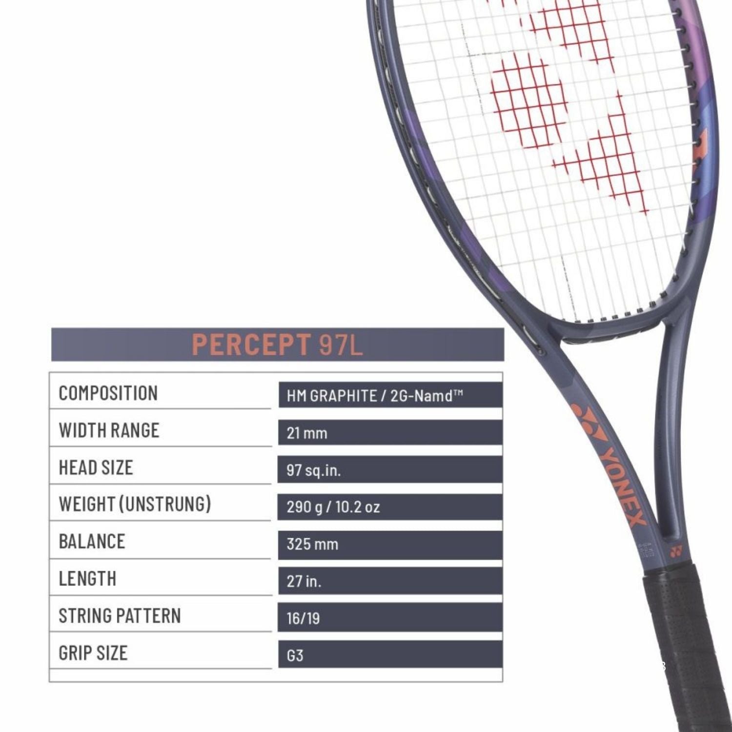 Yonex Percept 97L Unstrung Tennis Racquet – 97 sq.in, 290g, FLEXCON System, 2G-Namd Flex Force, Servo Filter, Advanced Control (Midnight Navy) - Best Price online Prokicksports.com