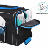 DSC Classic XL Cricket Kit Bag with Wheelie – Black/Blue, Extra Large Capacity Wheelie Cricket Gear Bag with Durable Fabric & Multiple Compartments - Best Price online Prokicksports.com