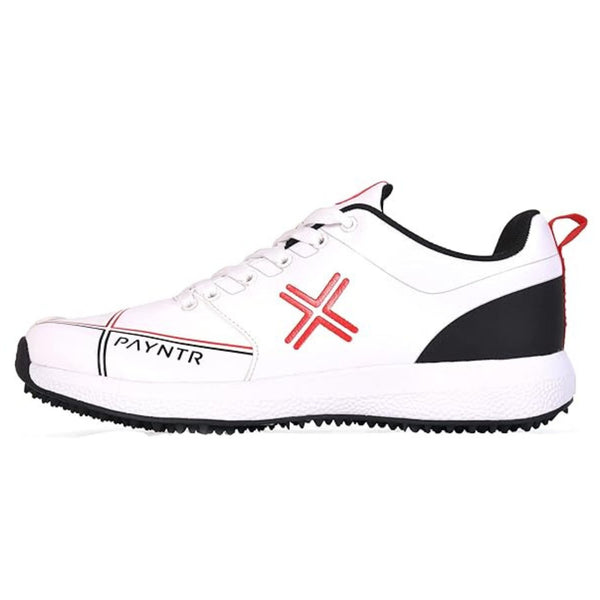 Payntr X Rubber Stud Cricket Shoe, White/Black | Lightweight PU Upper, EVA Midsole, Honeycomb Insole, Pimple Rubber Stud Outsole | Durability, Comfort, and All-Surface Grip