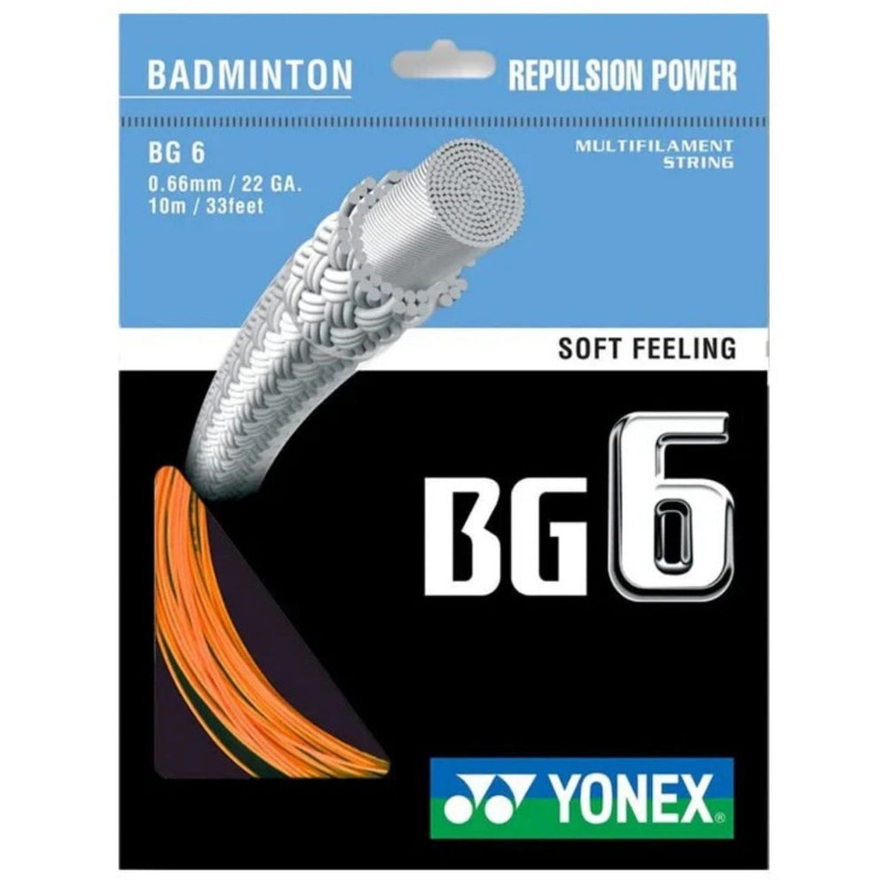 Yonex BG 6 Badminton String – 0.66 mm / 22 Gauge, 10 m (33 ft) Nylon Multifilament Racket String for Power & Durability - Best Price online Prokicksports.com