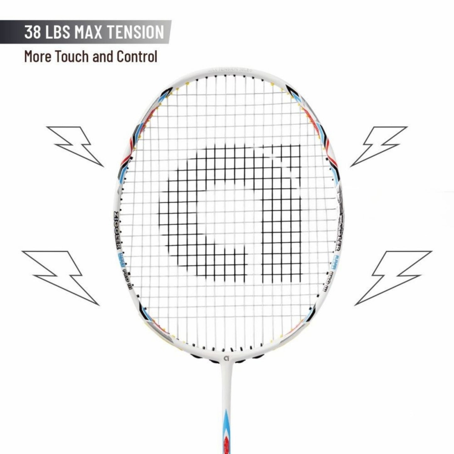 Apacs Z-Ziggler LHI Pro III Unstrung Badminton Racquet With Cover– White Matte (Head Heavy 85g, 38lbs Tension, Compact Quad Voltaic Frame) - Best Price online Prokicksports.com