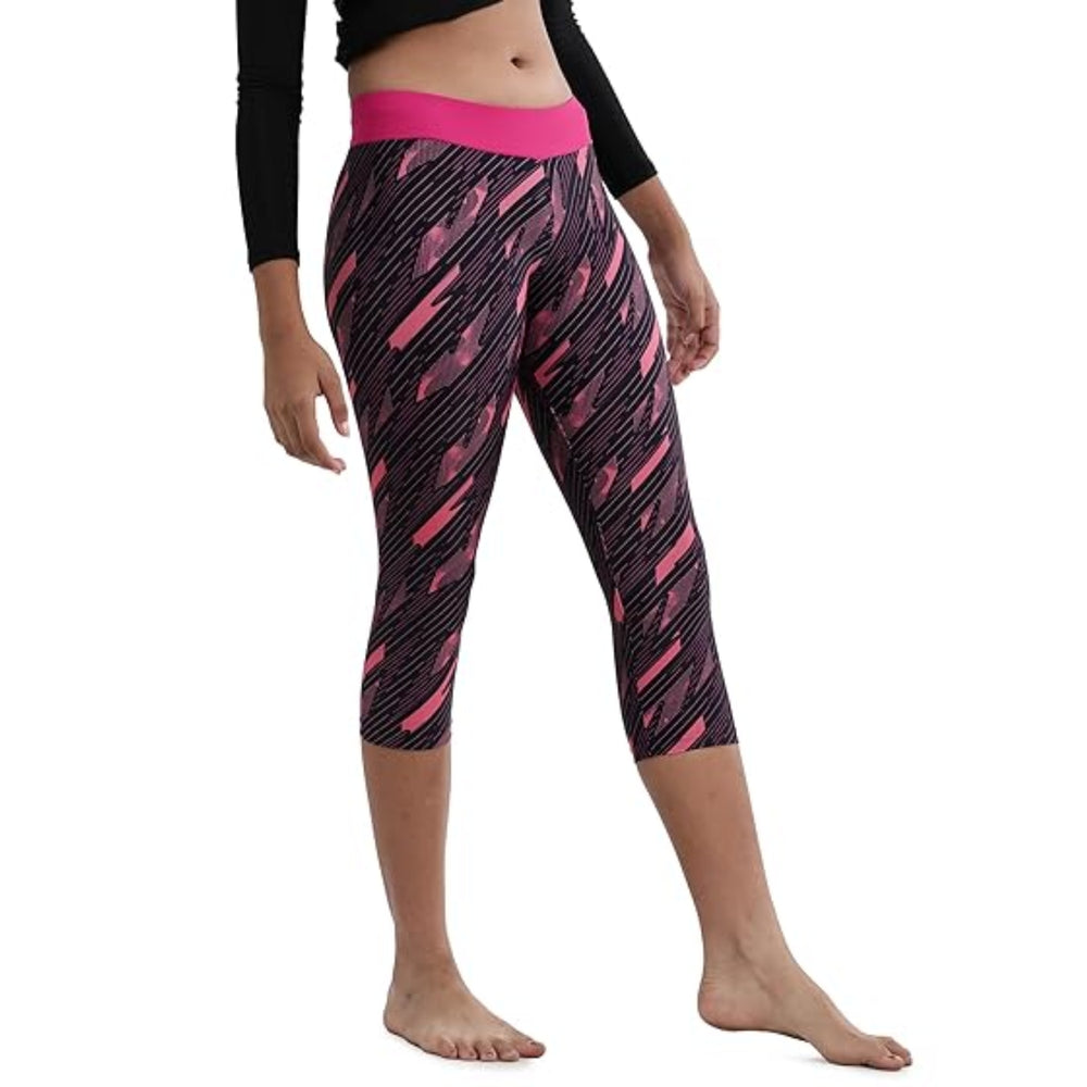 Speedo JF HypbmAOP Swim Capri – True Navy/Electric Pink/Fandango Pink | Chlorine-Resistant Capri with Stretch Fit & Sun Protection - Best Price online Prokicksports.com