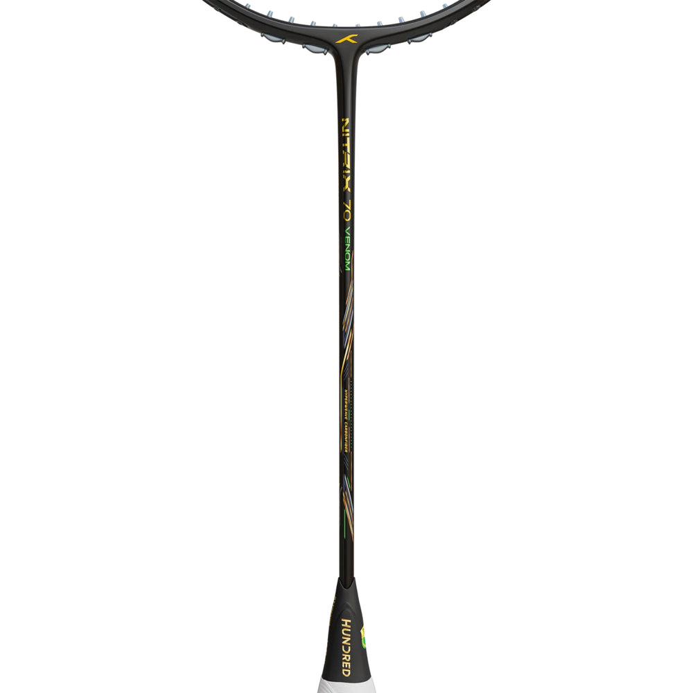 Hundred Nitrix 70 Venom Unstrung Badminton Racquet – Black/Green (4U) | Pro-Level Head-Heavy Power with M46X Carbon & Vaporshaft 6.1 mm - Best Price online Prokicksports.com