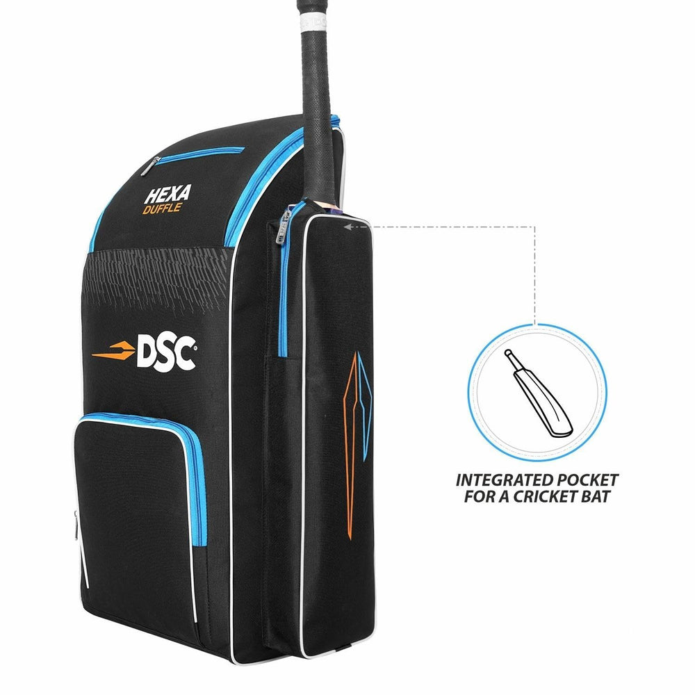 DSC Hexa Cricket Kit Bag – Black/Blue, Premium Large Capacity Cricket Gear Bag with Durable Fabric & Multi-Compartment Storage - Best Price online Prokicksports.com