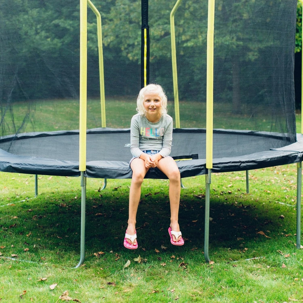 Plum Wave Springsafe Trampoline & Enclosure 14ft | Extra Large Outdoor Family Trampoline with Safety Net & Padded Springs | Black/Green – Model 30249 - Best Price online Prokicksports.com
