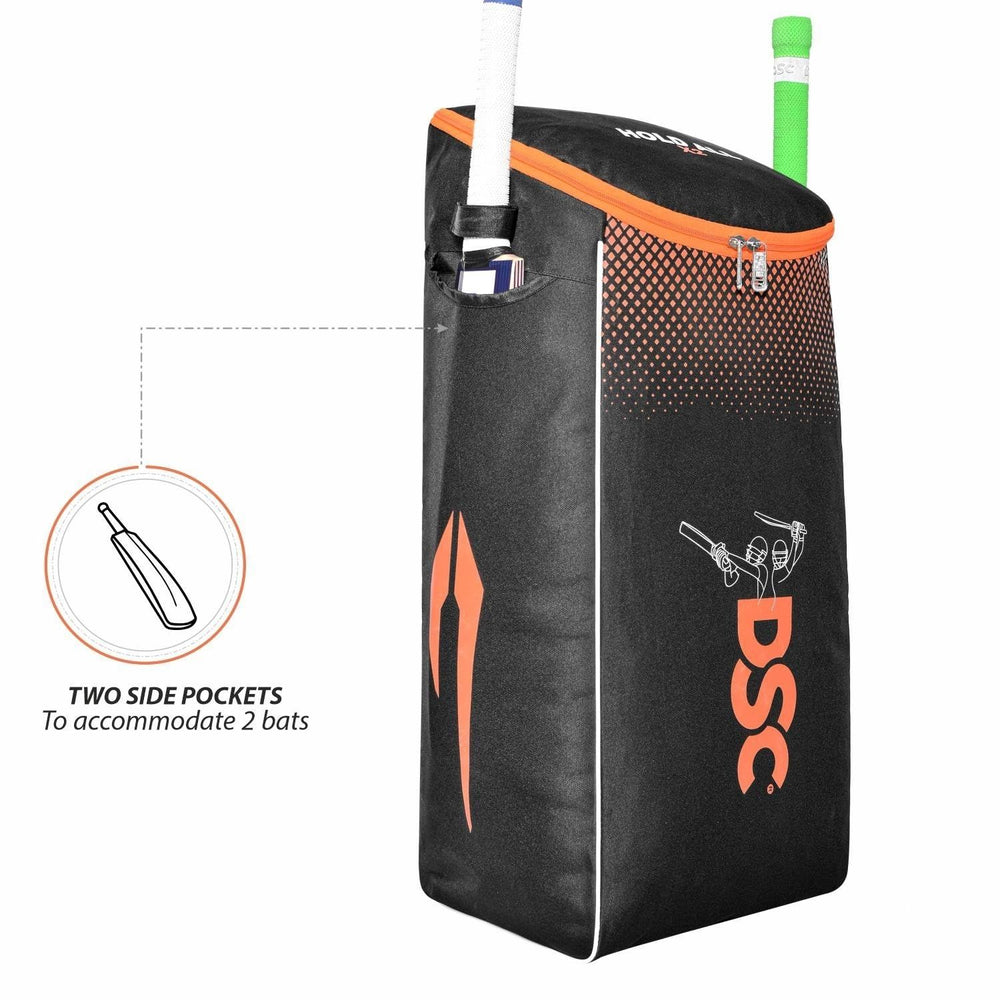 DSC Hold All X2 Cricket Kit Bag – Black/Orange, Large Capacity Cricket Gear Bag with Durable Fabric & Multiple Compartments - Best Price online Prokicksports.com