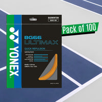 Yonex BG 66 Ultimax Badminton Strings – 0.65mm Gauge, 10m Sets, Pack of 100 (Pro-Level Speed & Precision) - Best Price online Prokicksports.com