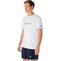 ASICS Men Court Graphic Tee Roundneck T-Shirt for Men – Brilliant White/Huddle Yellow | Breathable Sports Graphic Tee - Best Price online Prokicksports.com