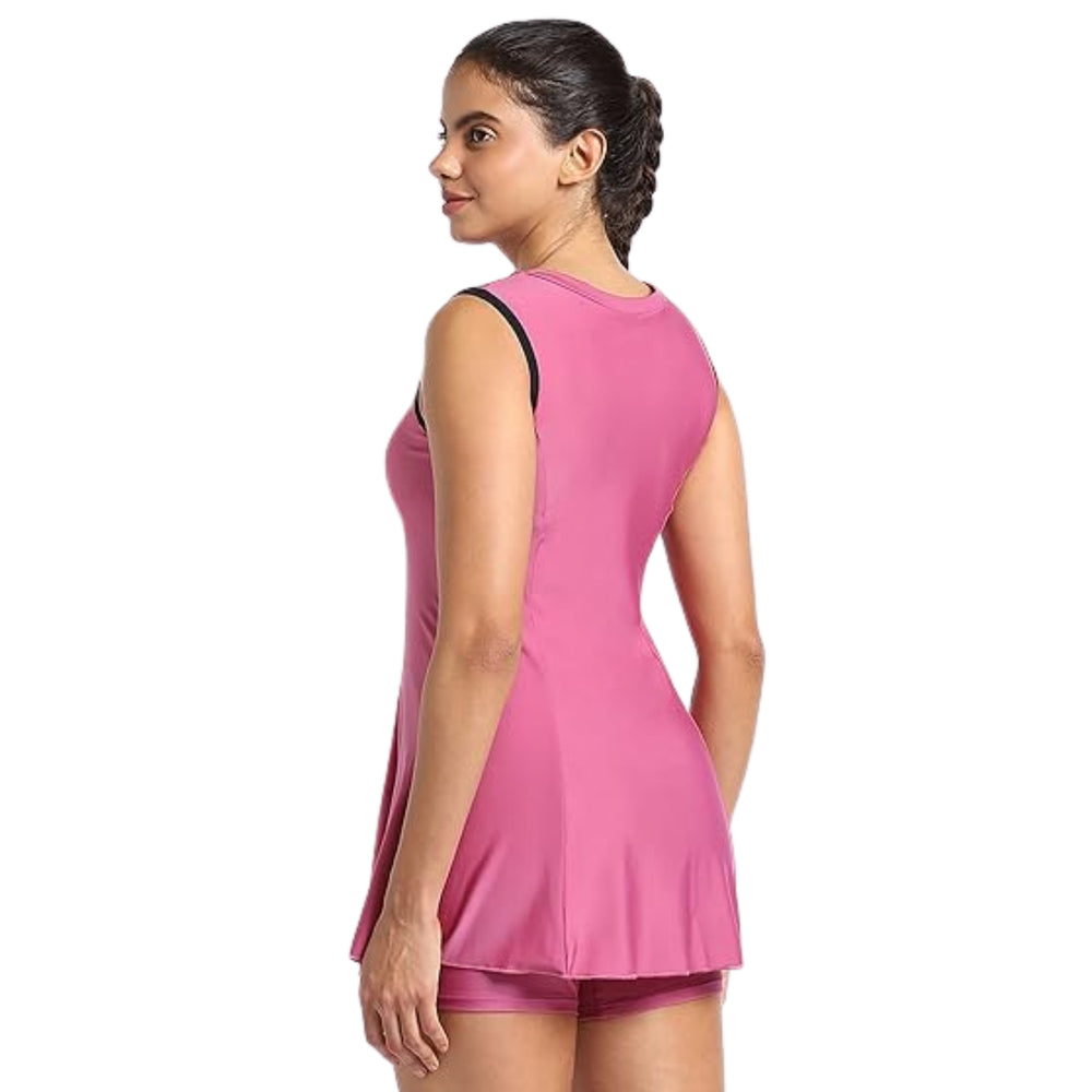 Speedo AF Closedback Swimdress, Hot Mauve/Black | Modest Swimdress with Chlorine-Resistant Fabric & Comfortable Fit - Best Price online Prokicksports.com