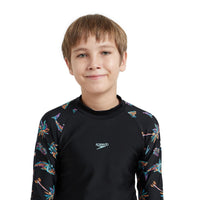 Speedo Printed Long Sleeve Suntop & Aqua Shorts for Boys | Comfortable Swimwear Set for Pool and Beach - Best Price online Prokicksports.com