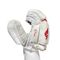 SG Sunny Tonny Icon Right Hand Batting Gloves, White/Red | Premium Leather Palm with High-Density Foam Protection & Pre-Curved Finger Design - Best Price online Prokicksports.com