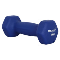 Magfit Neoprene Dumbbell (Na) - Blue - 1 Kg | Anti-Slip, Ergonomic, Ideal for Home Workouts & Toning - Best Price online Prokicksports.com