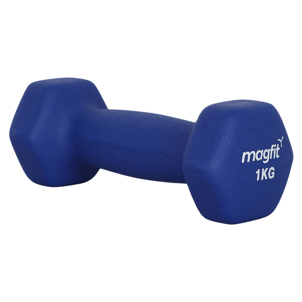 Magfit Neoprene Dumbbell (Na) - Blue - 1 Kg | Anti-Slip, Ergonomic, Ideal for Home Workouts & Toning