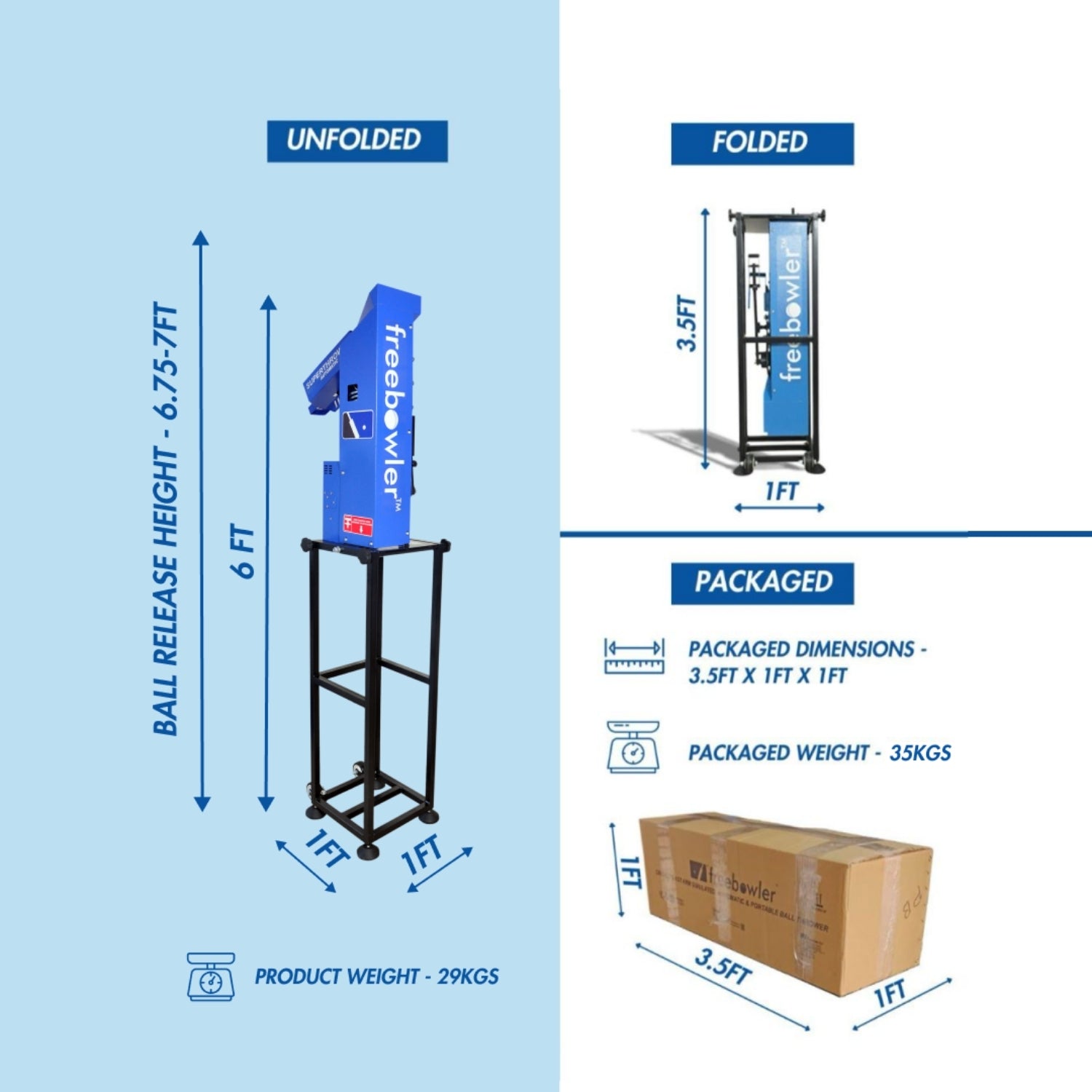 Freebowler Superthrower Standard is an FS2 automated, arm‑simulated and portable cricket bowling machine designed to throw real balls at adjustable speeds for realistic net practice. - Best Price online Prokicksports.com