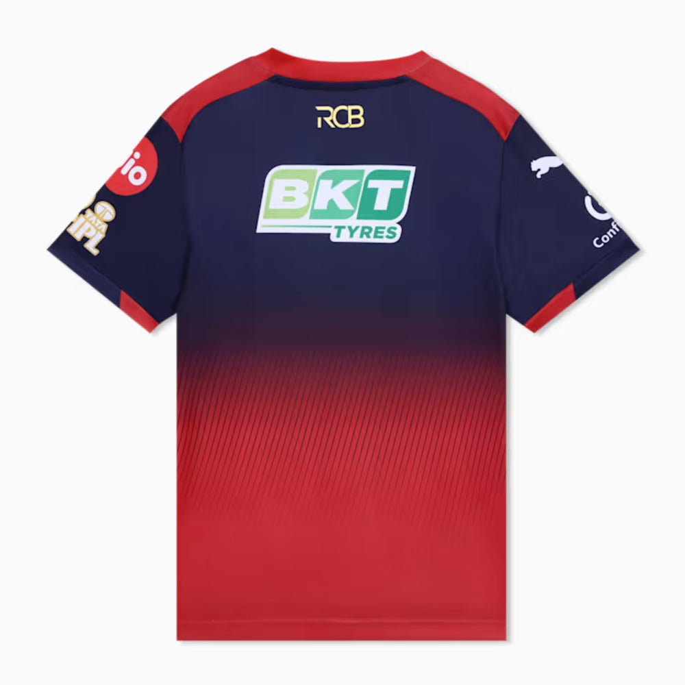 PUMA RCB Replica Jersey 2026 V-Neck T-Shirt for Men | dryCELL Sweat-Wicking Fabric with Lightweight Interlock Knit & Official Team Crest, Navy/Flame Scarlet - Best Price online Prokicksports.com