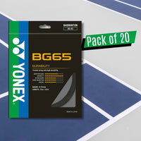 Yonex BG 65 Badminton Strings – 0.70mm Gauge, 10 m Sets, Pack of 20 (Durable All‑Round Performance) - Best Price online Prokicksports.com