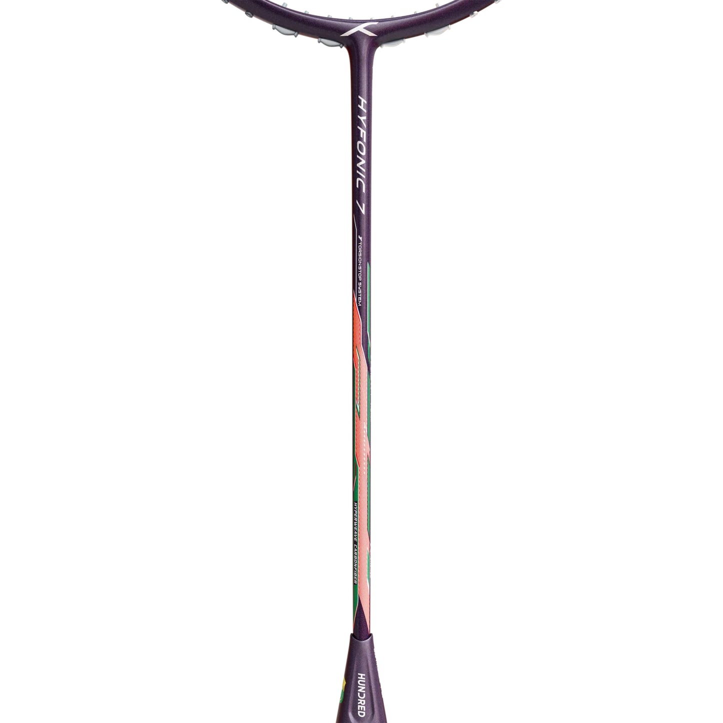 Hundred Hyfonic 7 Unstrung Badminton Racquet – Purple/Green (4U) | Precision Control with Dual Aerodynamic Frame & HyperWeave Carbon - Best Price online Prokicksports.com