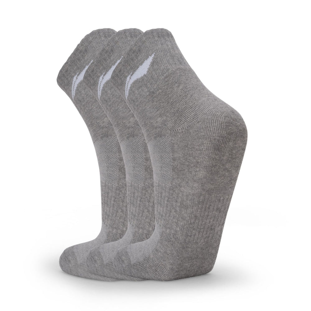 Li-Ning AWLS179-T Cotton Men’s Quarter Socks (Pack of 3) | Cushioned Sports Socks with Arch Support & Breathable Comfort - Best Price online Prokicksports.com