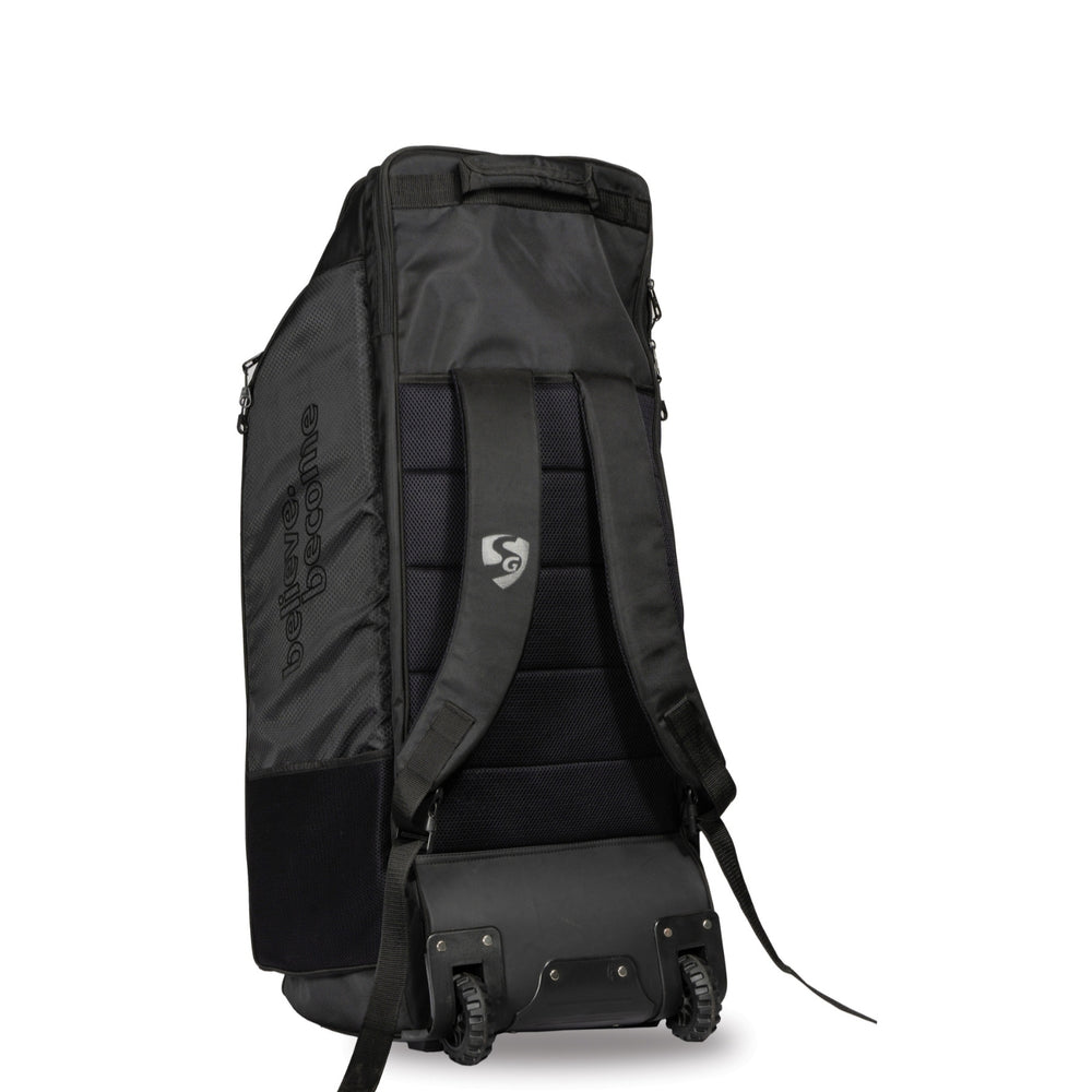 SG KLR Wheelie Duffle Cricket Kit Bag Large | Rolling Cricket Gear Bag with Wheels & Pull Handle | Spacious Sports Kit Bag – Black - Best Price online Prokicksports.com