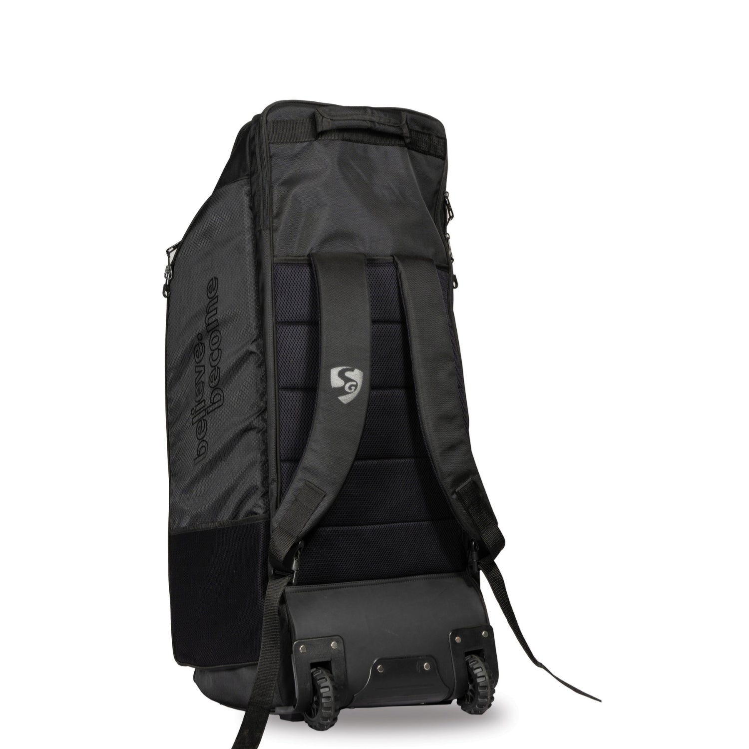 SG KLR Wheelie Duffle Cricket Kit Bag Large | Rolling Cricket Gear Bag with Wheels & Pull Handle | Spacious Sports Kit Bag – Black - Best Price online Prokicksports.com