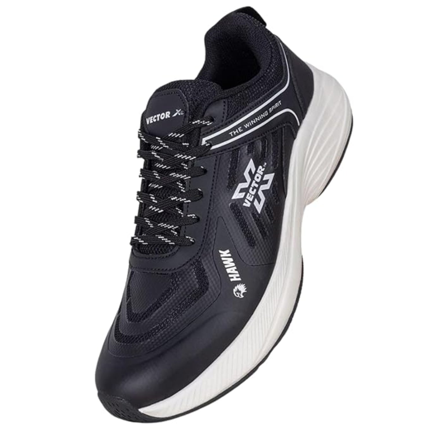 Vector X Hawk Jogging Shoe, Black/White | Lightweight Running Shoes with Cushioned Sole & Breathable Upper - Best Price online Prokicksports.com