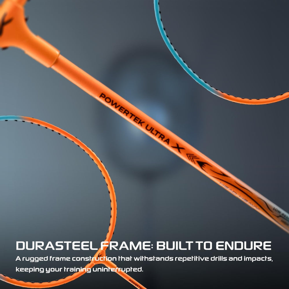 Hundred Powertek Ultra X Strung Badminton Set (2 Racquets) | Lightweight Aluminium Frame with Head-Heavy Balance, Full Cover | Beginner Friendly Combo Kit - Best Price online Prokicksports.com