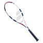 Babolat Feather Strung Tennis Racquet (Grip 2: 4 1/8) - 260g, White/Pink/Blue – Lightweight Control & Power (16x19) - Best Price online Prokicksports.com