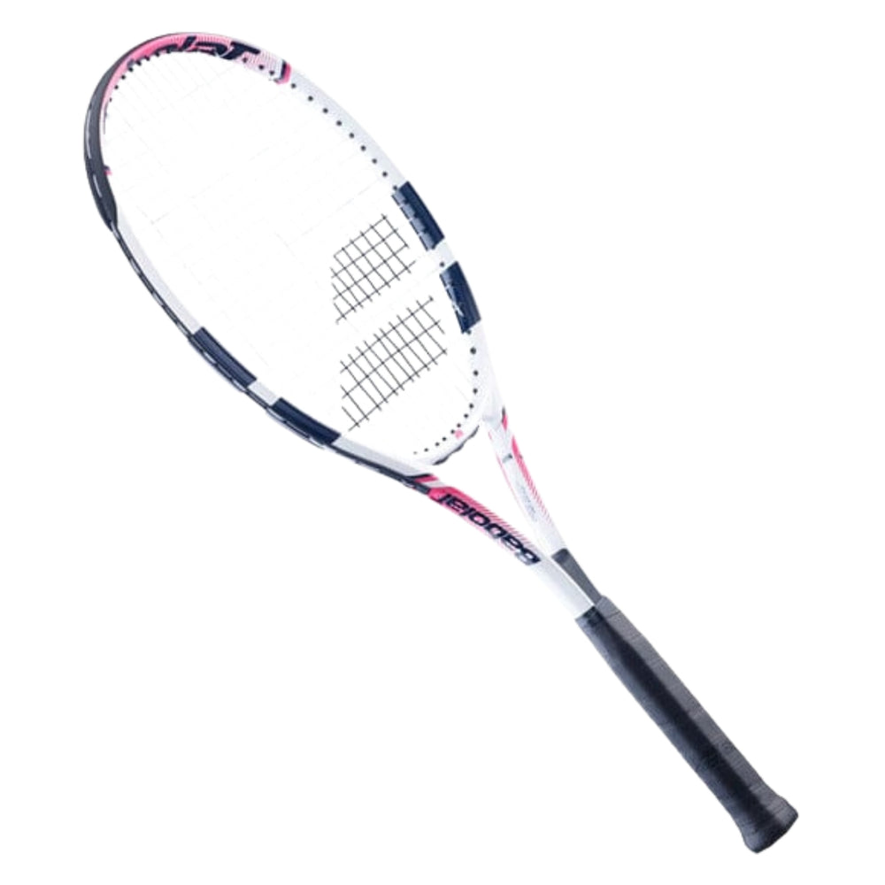Babolat Feather Strung Tennis Racquet (Grip 2: 4 1/8) - 260g, White/Pink/Blue – Lightweight Control & Power (16x19) - Best Price online Prokicksports.com