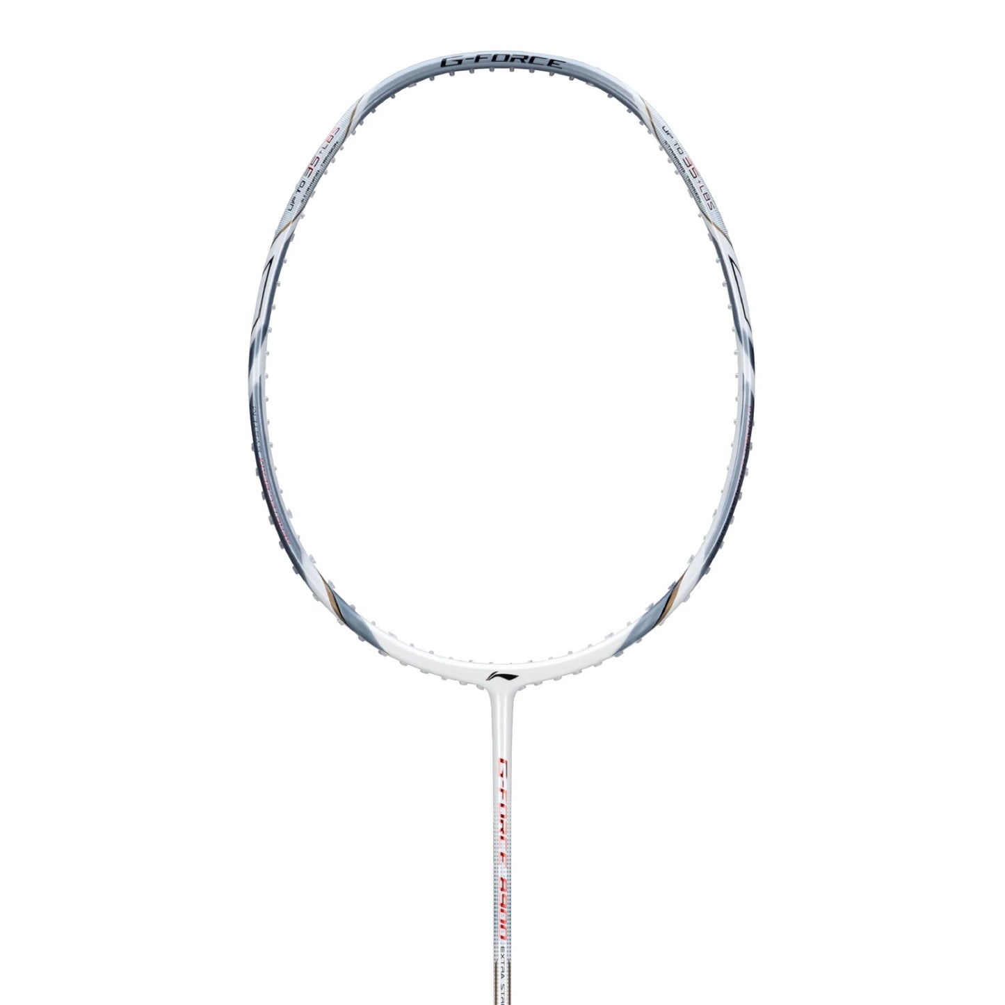 Li-Ning G-Force 8900 Extra Strong Strung Badminton Racquet (3U G6) | Head-Heavy Carbon Graphite Frame with 35 lbs Tension for Power Play (White/Silver) - Best Price online Prokicksports.com