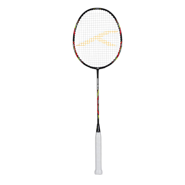 HUNDRED Powertek 2000 Pro Strung Badminton Racquet – Black | Head-Heavy Power Racquet with Carbon Graphite Shaft & Curve² Frame
