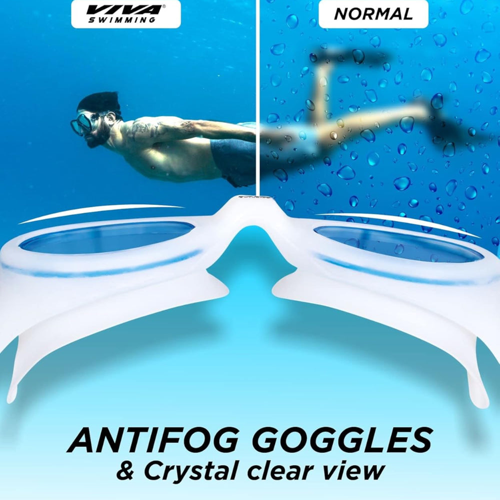 Viva Swimming Goggle – Clear White | Clear Vision Goggles with Anti-Fog Lens & Comfortable Fit - Best Price online Prokicksports.com
